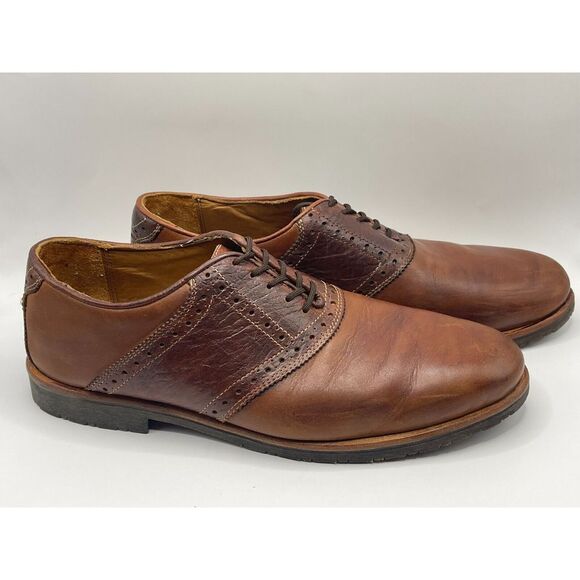 NWOB TB Phelps David Oxford Saddle Shoes Brown Leather Lace Up Size 11 M‎